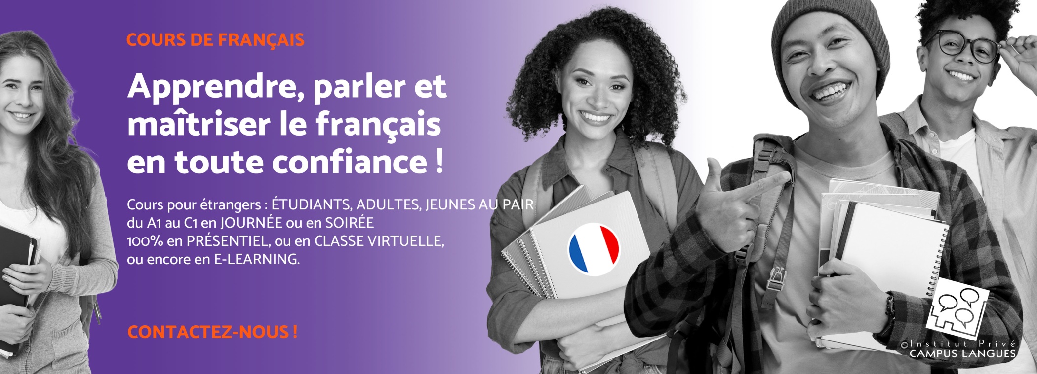 Illustration - Apprendre, parler et maitriser le français en toute confiance grâce aux cours de Campus Langues
